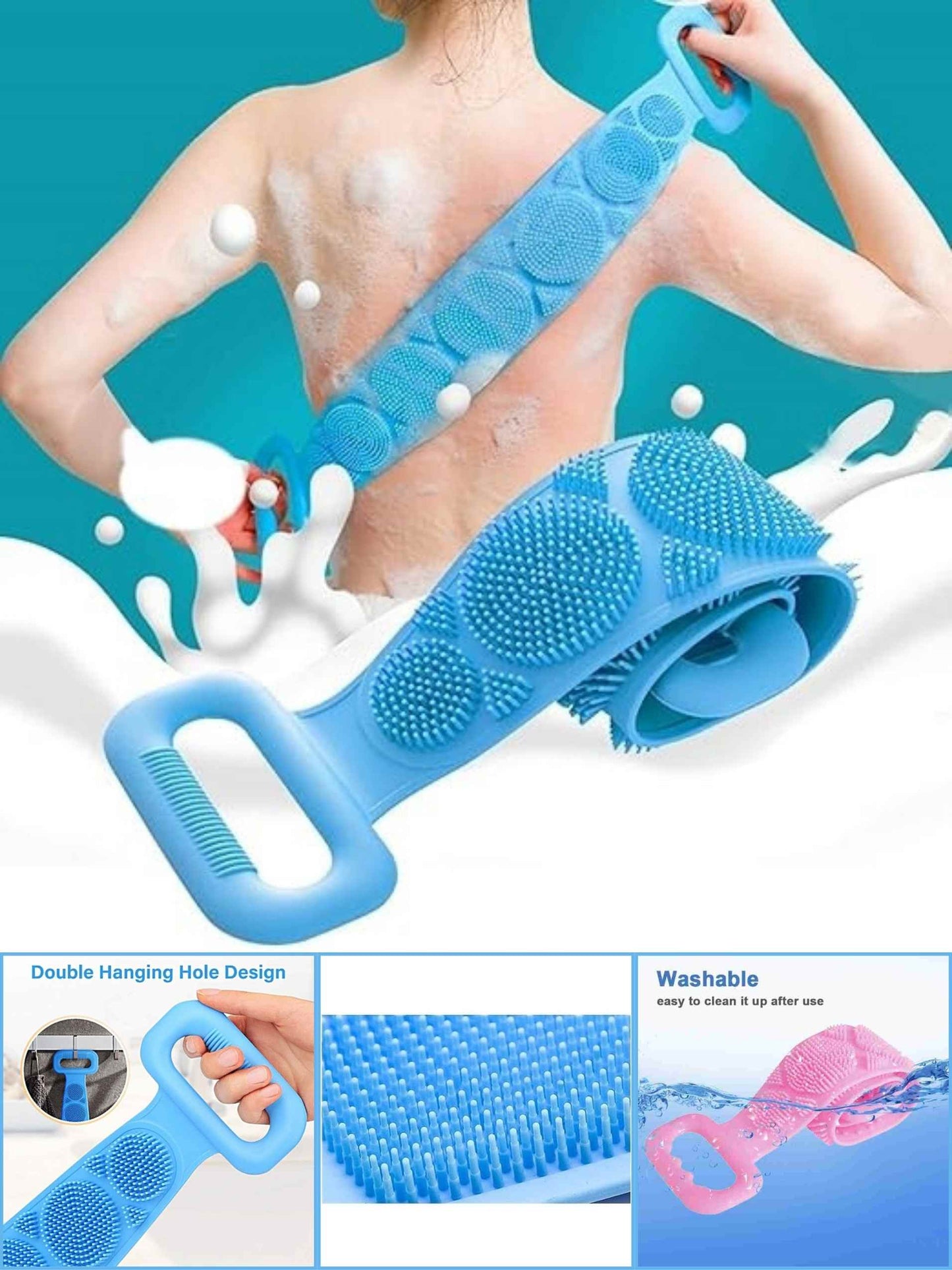 Silicone Back Scrubber Belt - Pack of 2
